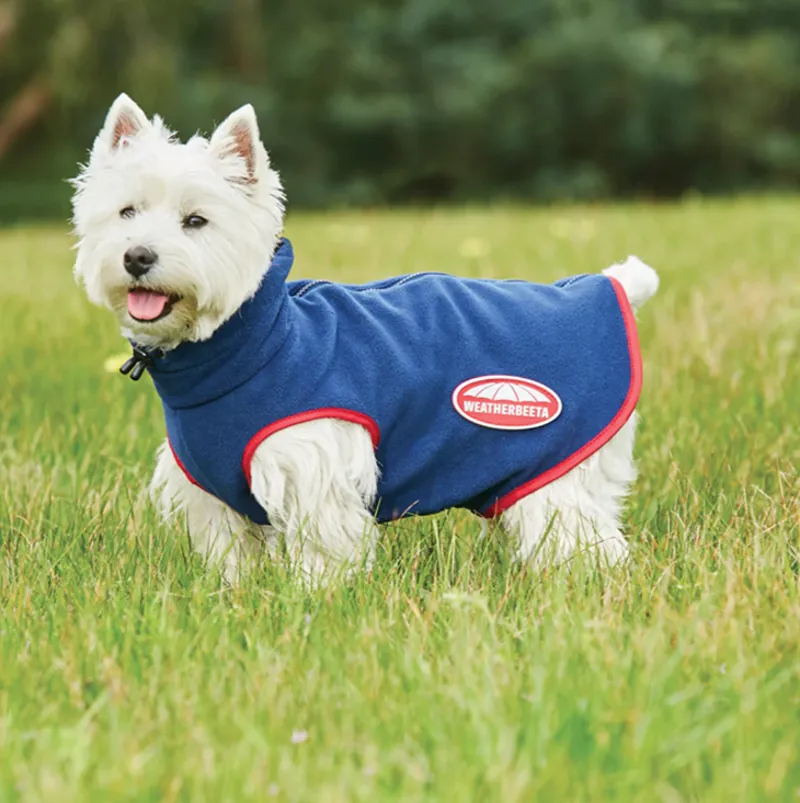 WeatherBeeta Fleece Dog Coat Navy or Red
